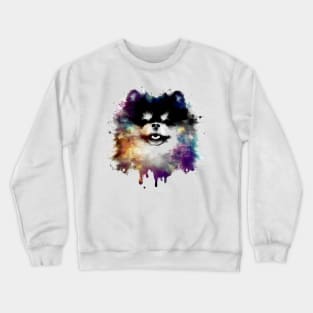 Adorable Pomeranian Puppy Floof Stencil Art Piece Crewneck Sweatshirt